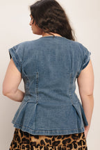 NO SECOND THOUGHT WASHED DENIM TOP