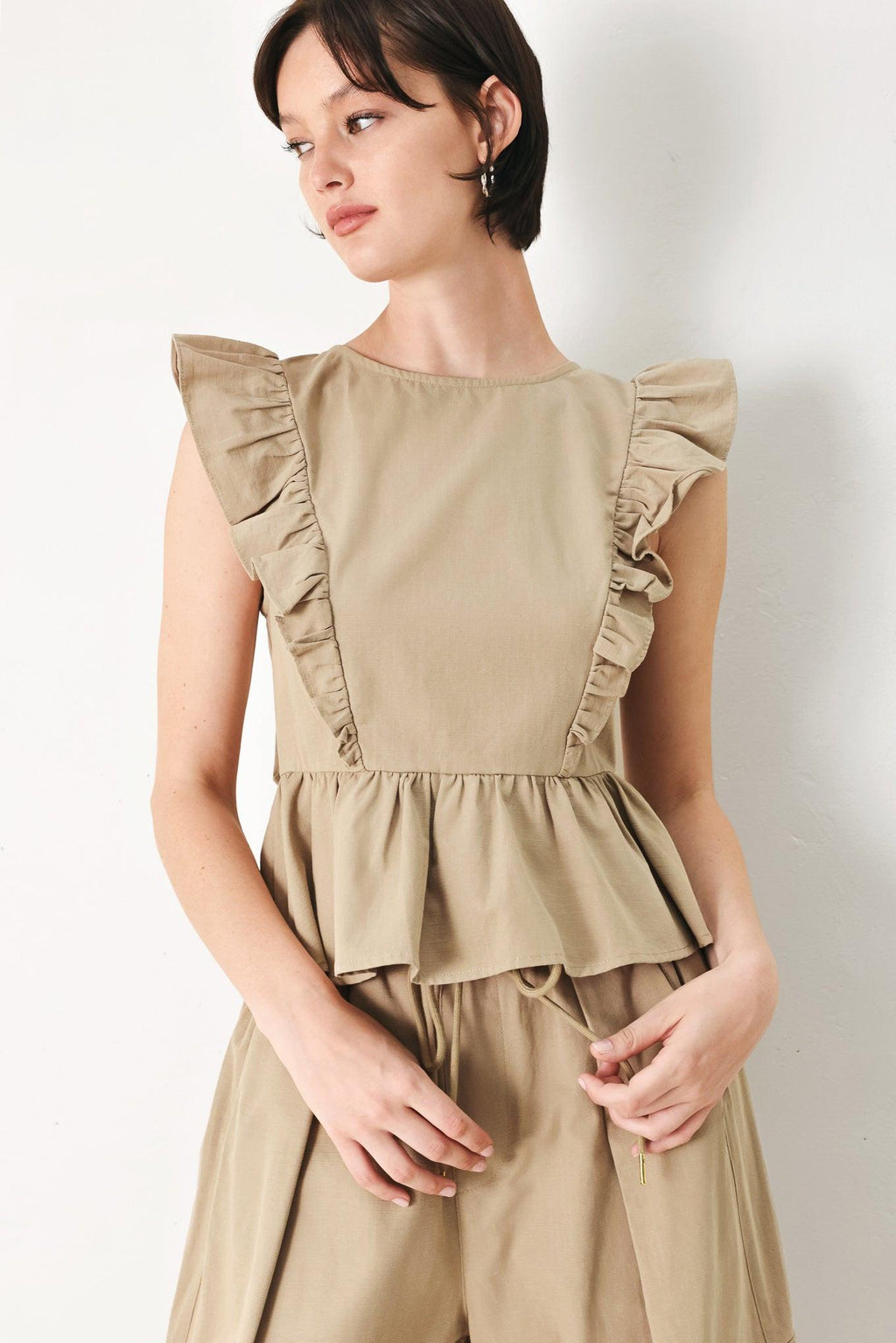 White Blossom Cotton Ruffle Peplum Top