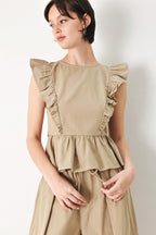 White Blossom Cotton Ruffle Peplum Top