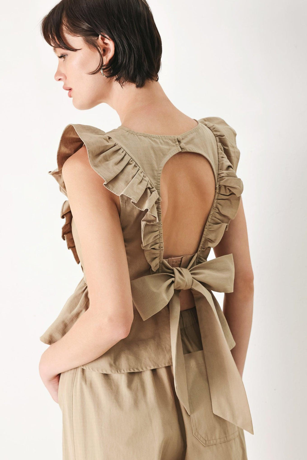 White Blossom Cotton Ruffle Peplum Top