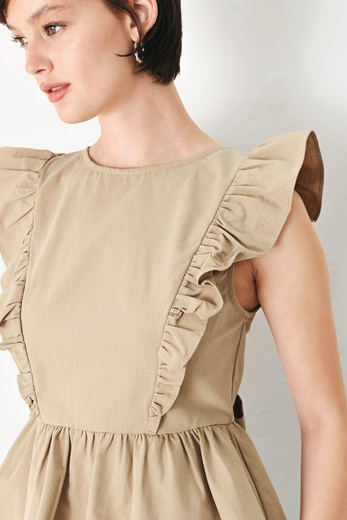 White Blossom Cotton Ruffle Peplum Top
