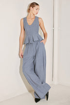 MARINA PINSTRIPE WOVEN TOP
