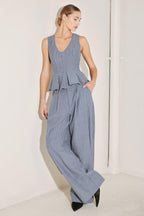 MARINA PINSTRIPE WOVEN TOP