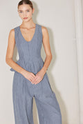 MARINA PINSTRIPE WOVEN TOP