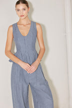 MARINA PINSTRIPE WOVEN TOP