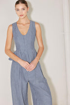 MARINA PINSTRIPE WOVEN TOP