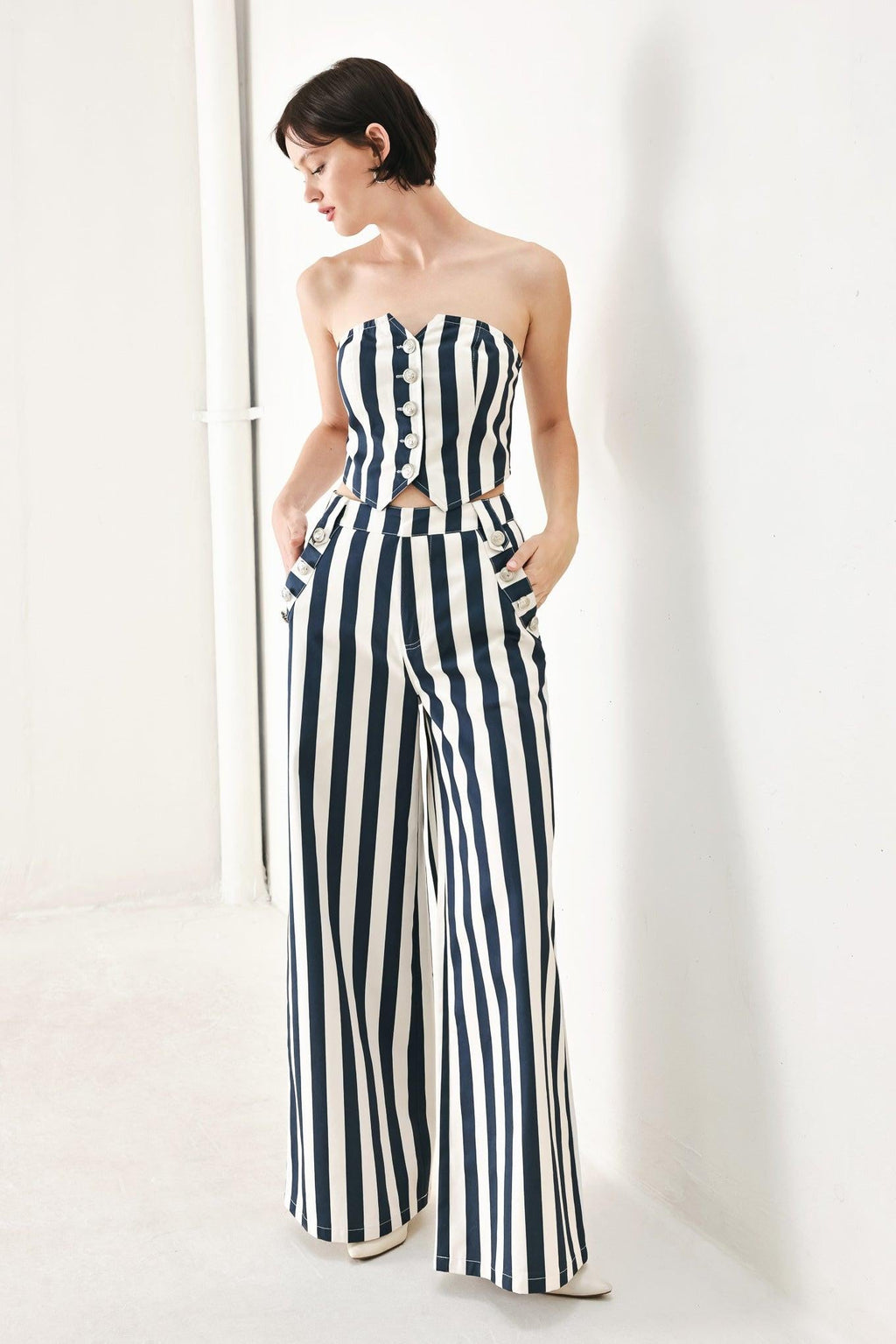 Navy Blossom Tube Top