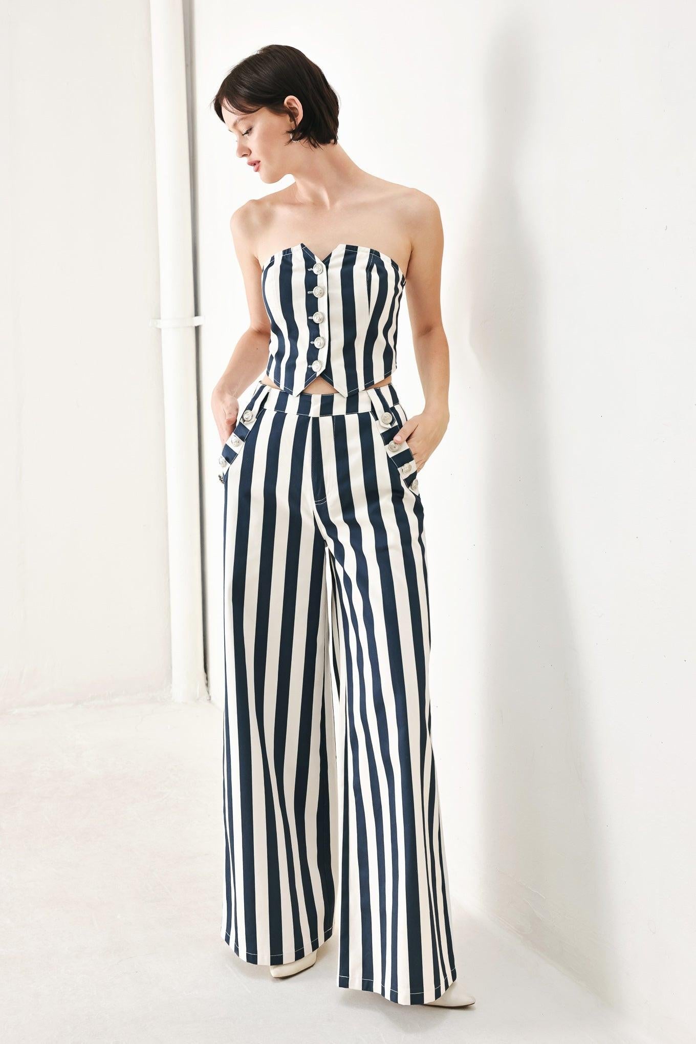 Navy Blossom Tube Top