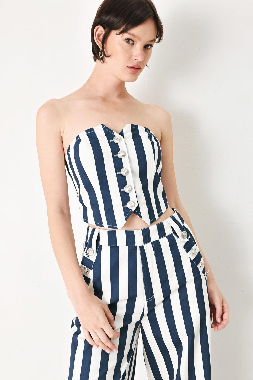 Navy Blossom Tube Top