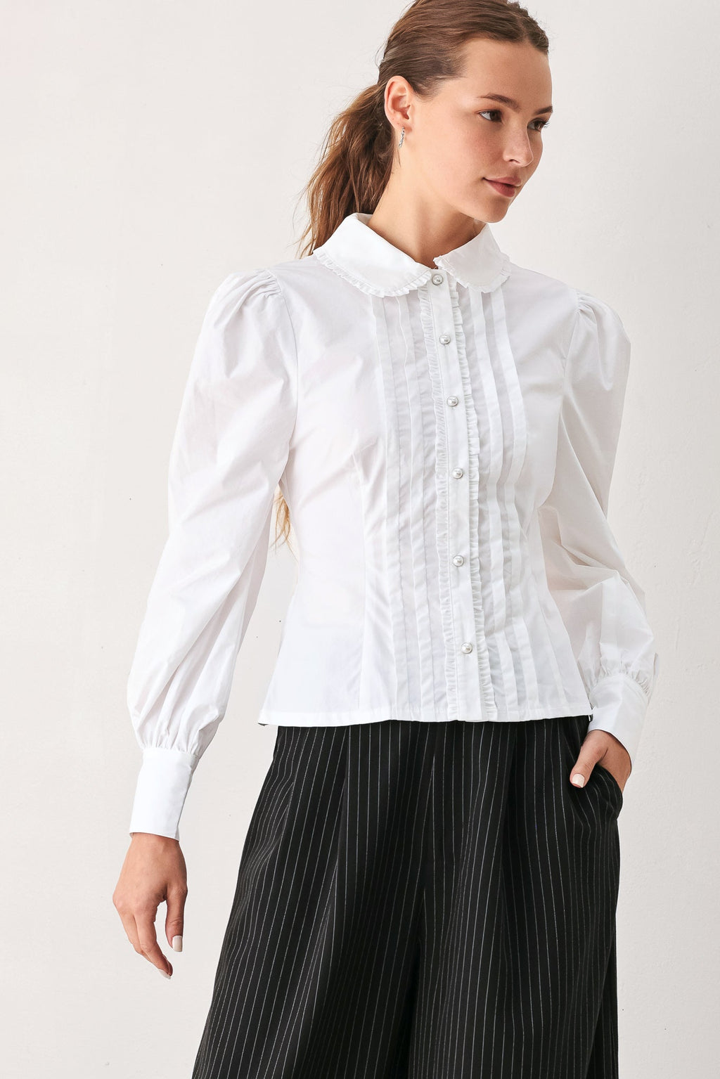 Regency Pintuck Long-Sleeve Top