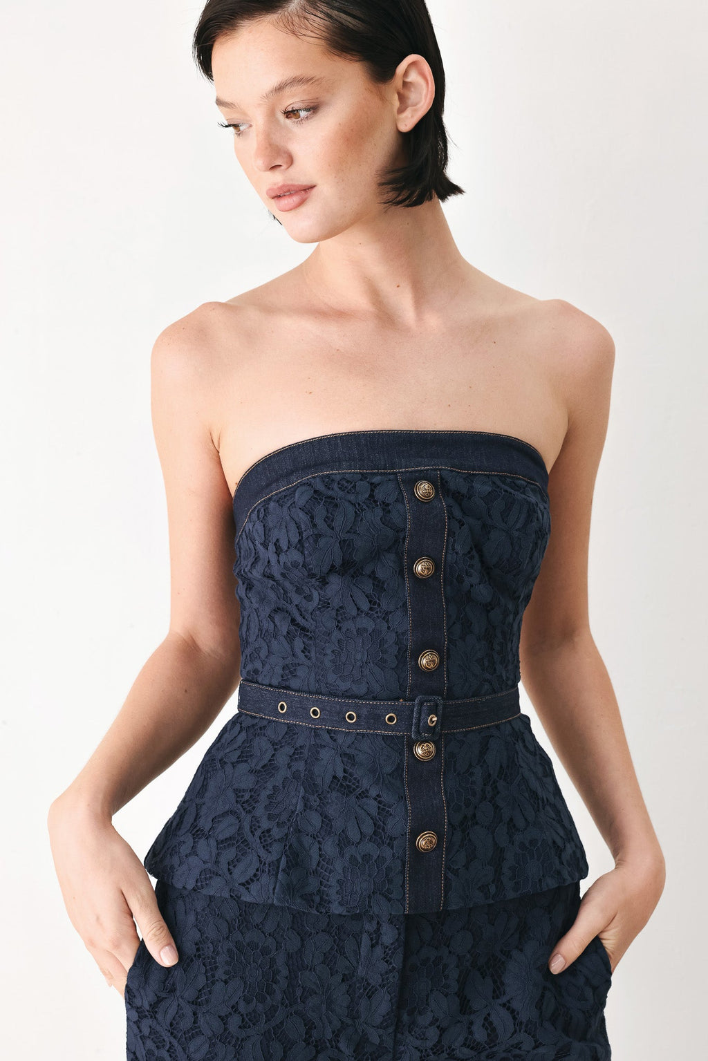 Midnight Petal Flow Lace Top