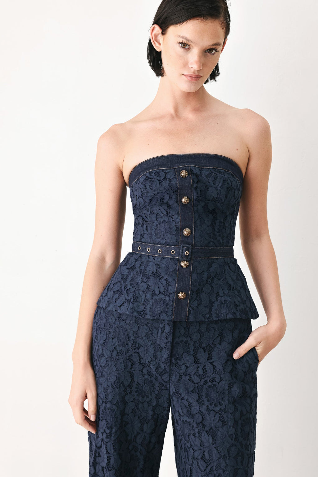 Midnight Petal Flow Lace Top