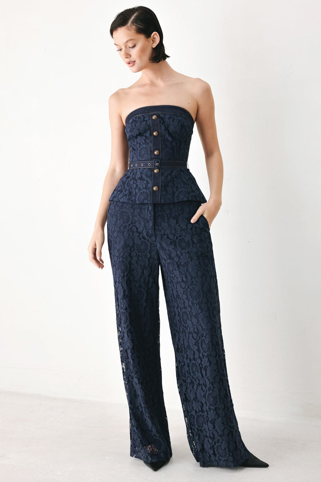 Midnight Petal Flow Lace Top