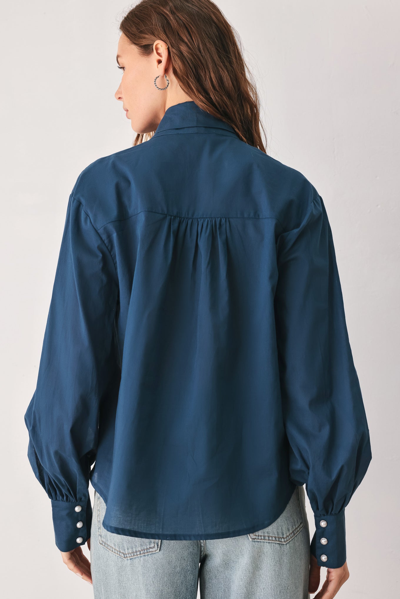 Ocean Ink Pussy-Bow Top