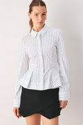 Modernist Pinstripe Flared-Waist Top