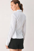 Modernist Pinstripe Flared-Waist Top