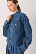 Blue Echo Pleated Denim Jacket