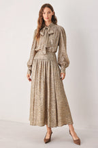 Serpentine Taupe Snakeskin Bow-Tie Top