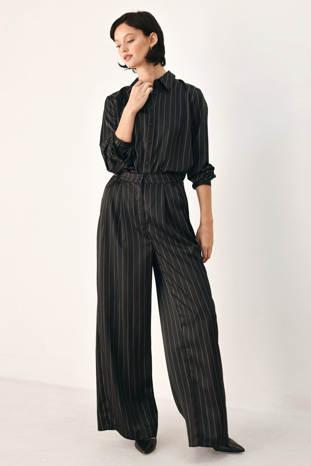 City After Dark Tie-Front Striped Top