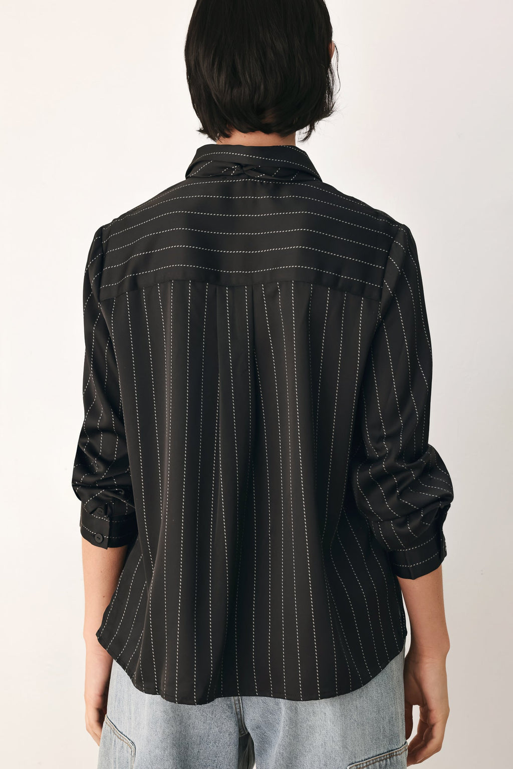City After Dark Tie-Front Striped Top