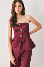 Modern Noir Strapless Button Top