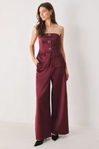 Modern Noir Strapless Button Top