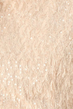 Champagne Whisper Sequin Eyelash Mesh Cropped Top