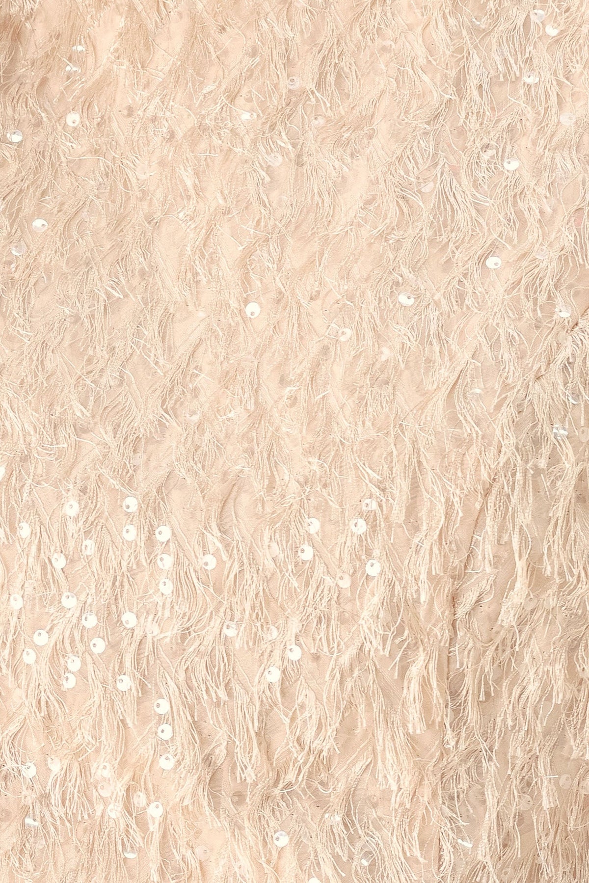 Champagne Whisper Sequin Eyelash Mesh Cropped Top