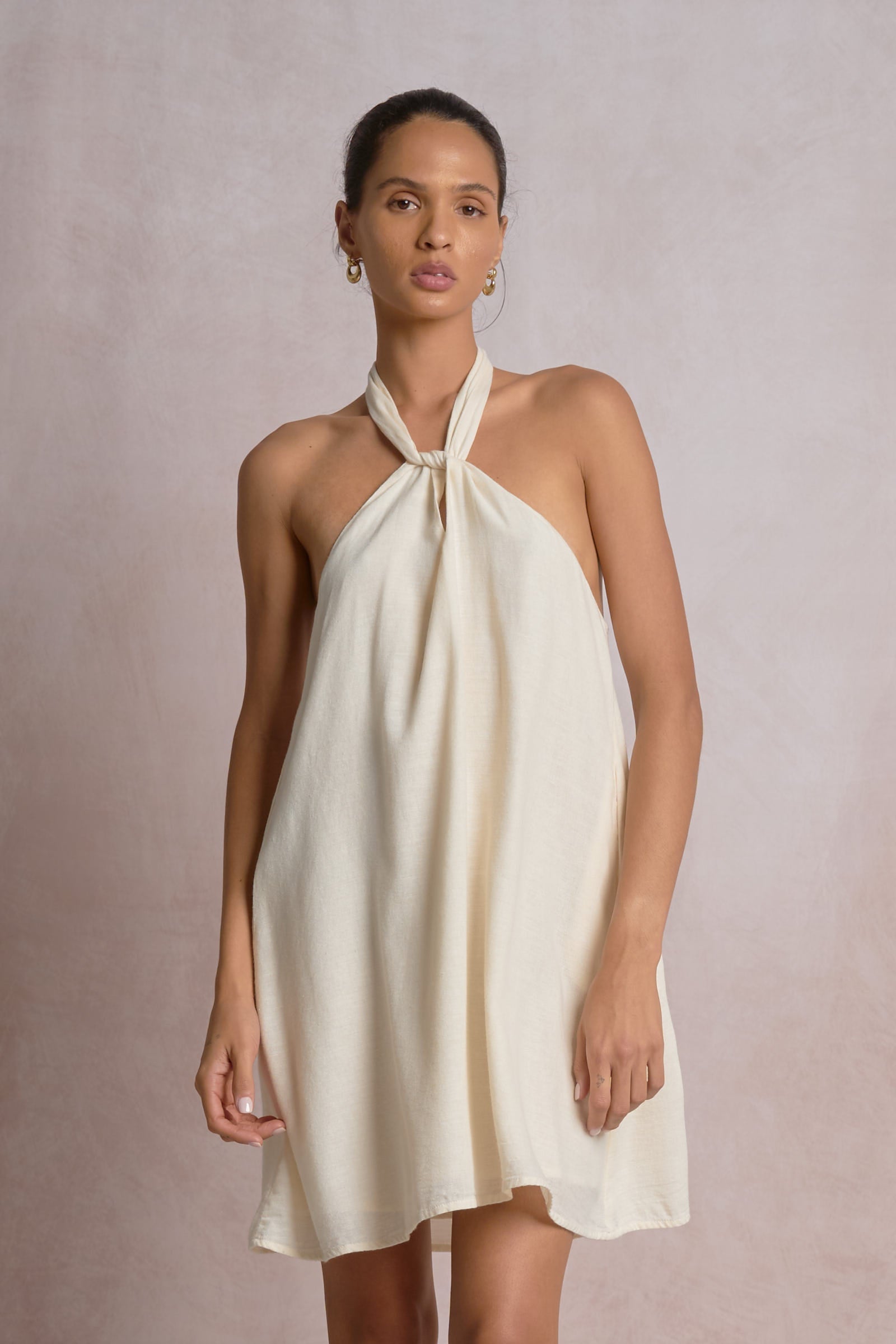 Santorini Halter Dress Off White