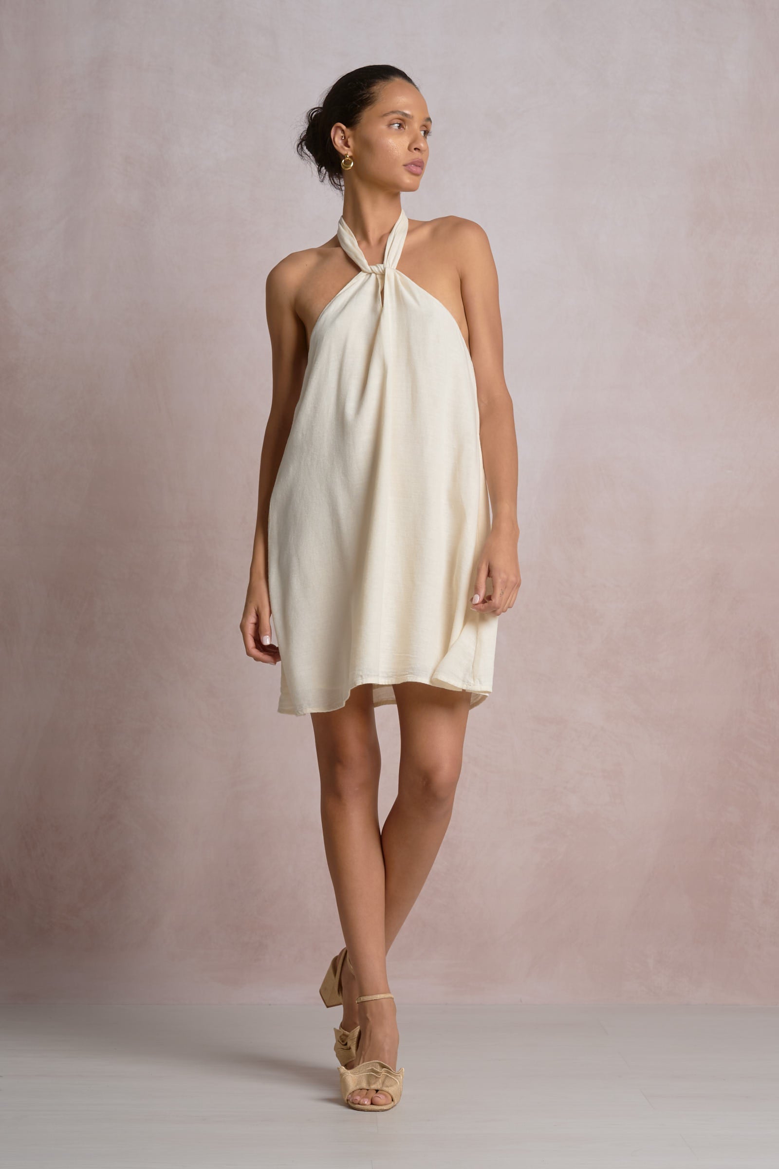 Santorini Halter Dress Off White