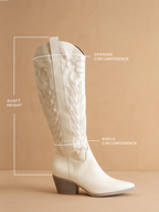 The Samara | White Knee High Cowgirl Boot