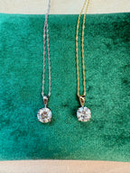 White gold/Gold twist chain 1-carat diamond pendants