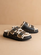 The Gaylen | Black Fleece Lined Slipper Slide * FINAL SALE *
