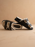 The Gaylen | Black Fleece Lined Slipper Slide * FINAL SALE *