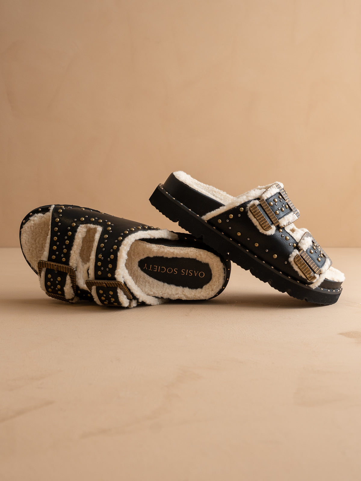 The Gaylen | Black Fleece Lined Slipper Slide