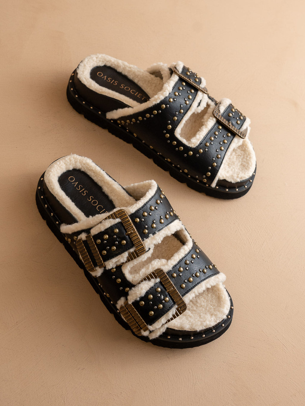 The Gaylen | Black Fleece Lined Slipper Slide * FINAL SALE *