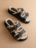 The Gaylen | Black Fleece Lined Slipper Slide * FINAL SALE *