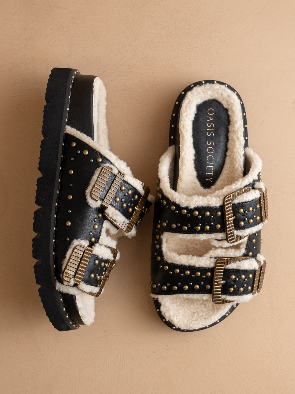 The Gaylen | Black Fleece Lined Slipper Slide