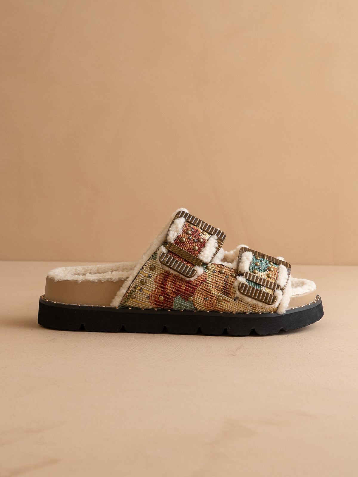 The Gaylen | Floral Tapestry Fleece Lined Slipper Slide