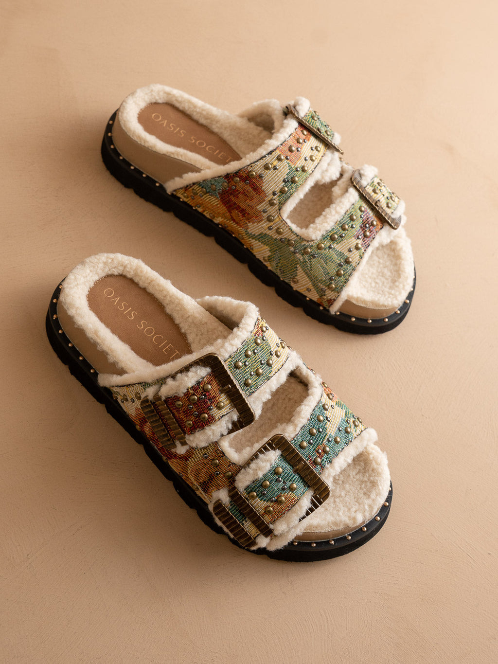 The Gaylen | Floral Tapestry Fleece Lined Slipper Slide