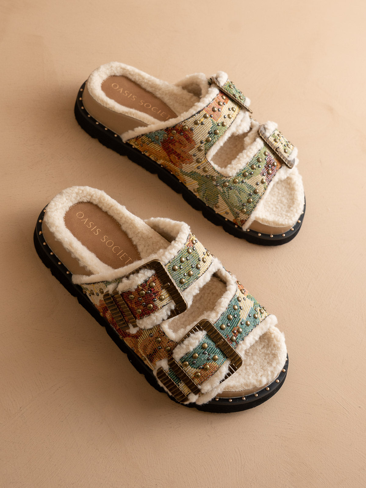 The Gaylen | Floral Tapestry Fleece Lined Slipper Slide