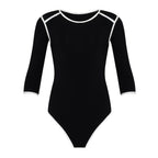 The Girl 3/4 Sleeve Second Skin Active Bodysuit In Black | Lenzing™ Viscose Stretch Fit