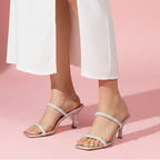 Evara Silver Kitten Heels