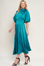 PETAL PROWESS WOVEN MIDI DRESS