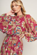 FLORALLY CHIC WOVEN MIDI DRESS