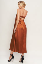 FROSTY ELEGANCE WOVEN MIDI DRESS