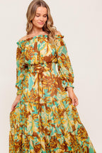 THENA SECRET GARDEN WOVEN MIDI DRESS