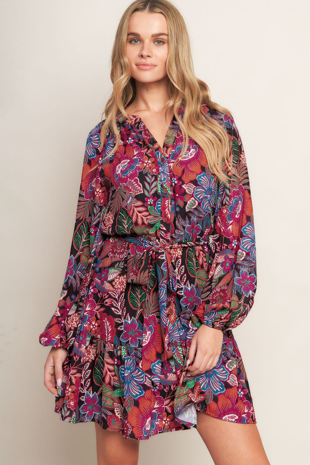 FLORAL BLISS WOVEN MINI DRESS
