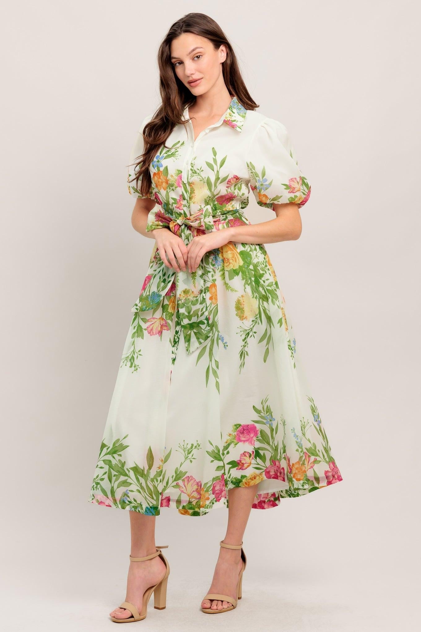 Fresh Blossom Ivory Midi Dress