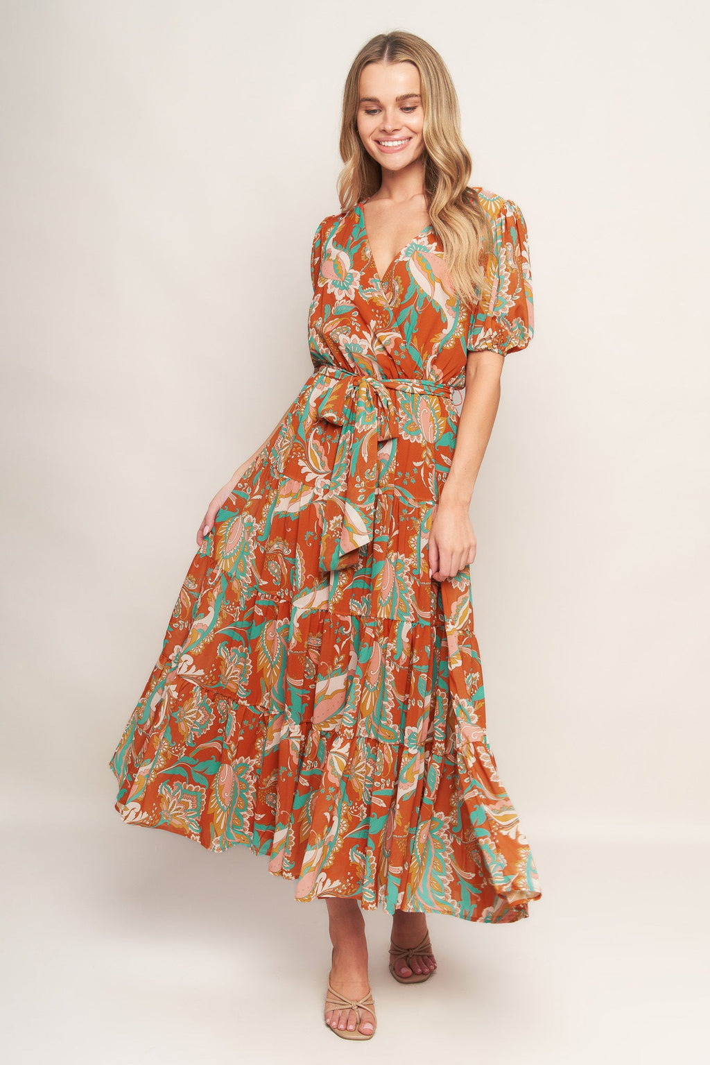 CAN'T LIVE WITHOUT RUST WOVEN MIDI DRESS